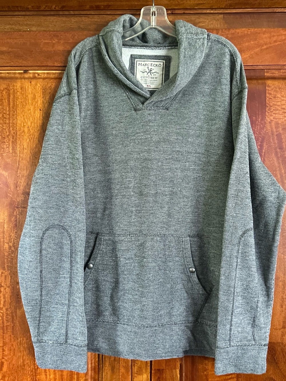 Marc Ecko Charcoal Gray Hooded Knit Pullover